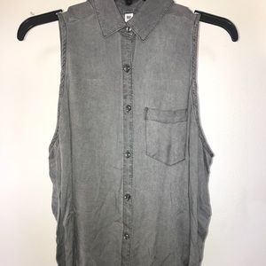 BP gray long sleeve button up top